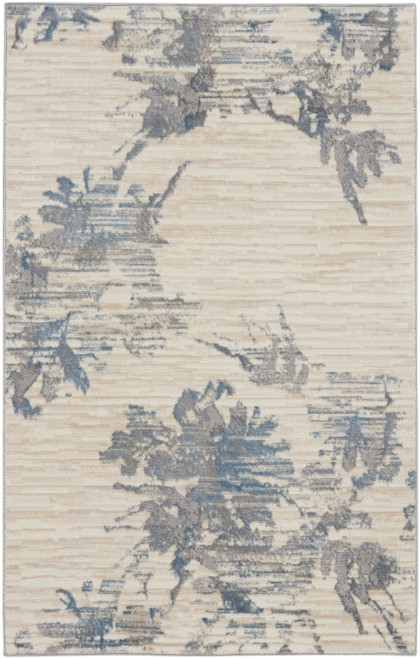 3' X 5' Ivory Floral Power Loom Area Rug