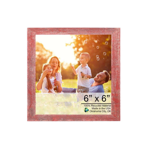 6" x 6" Red Solid Wood Tabletop Picture Frame