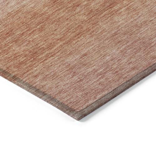 10' X 14' Terra Cotta And Peach Striped Washable Indoor Outdoor Area Rug