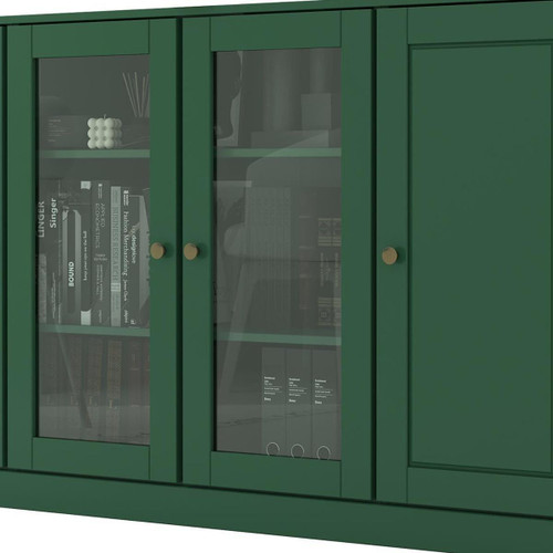 65" Green Solid Wood Enclosed Storage TV Stand