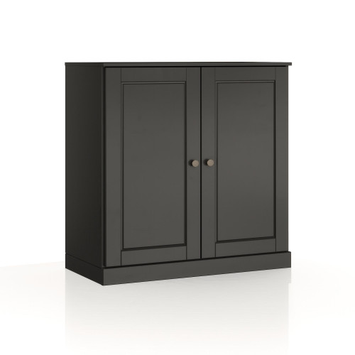 32" Black Solid Wood Free Standing Double Door Linen Cabinet