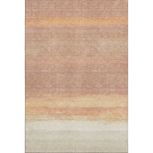 9' X 12' Salmon And Ivory Striped Washable Area Rug With UV Protection