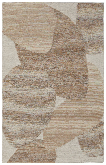 8' X 10' Brown Tan And Ivory Wool Abstract Hand Tufted Area Rug