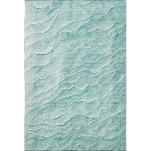 10' X 14' Aqua And Ivory Abstract Washable Area Rug With UV Protection
