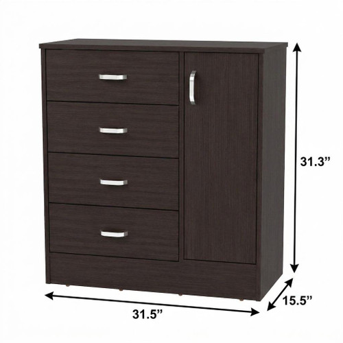 Set Of Two 31" Brown Wood Four Drawer Combo Dresser