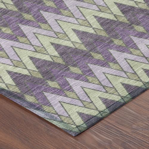10' X 14' Purple And Plum Geometric Washable Indoor Outdoor Area Rug