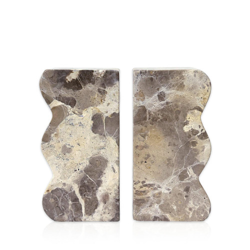 Set of Two Beige Marble Decorative Bookends