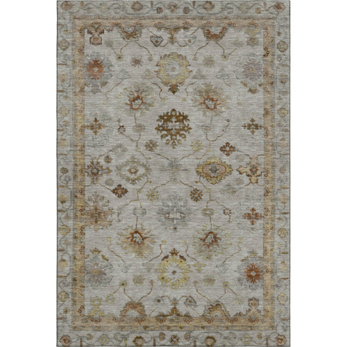 9' X 12' Taupe And Beige Oriental Washable Area Rug With UV Protection