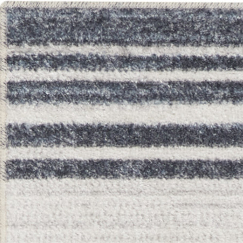 2' X 4' Blue And Ivory Geometric Washable Area Rug