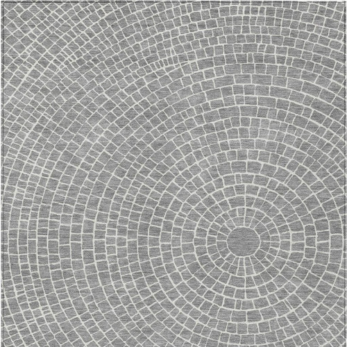 10' X 14' Gray And Ivory Geometric Washable Indoor Outdoor Area Rug