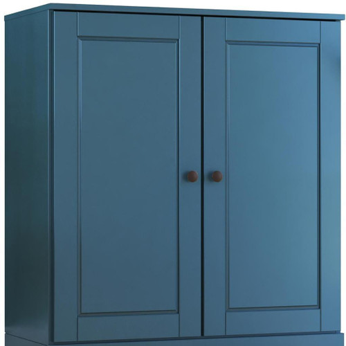 32" Teal Blue Solid Wood Accent Cabinet With Two Doors