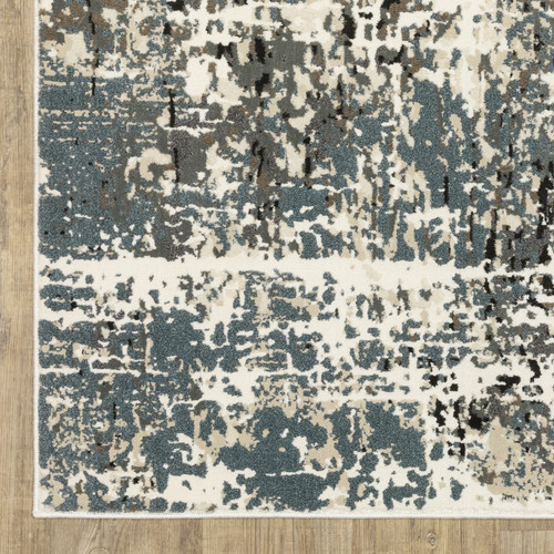 10' X 13' Ivory And Gray Abstract Area Rug