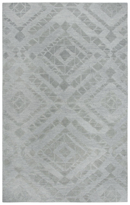 9' X 12' Gray And Dark Gray Wool Geometric Hand Tufted Area Rug