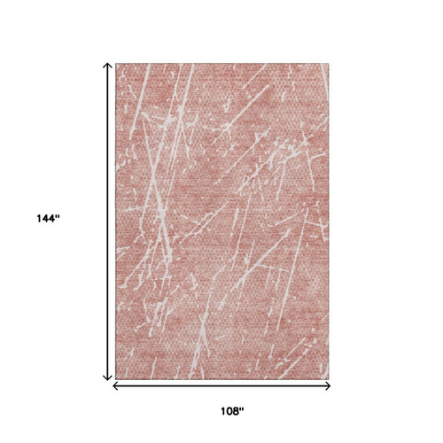 9' X 12' Blush And Ivory Abstract Washable Area Rug With UV Protection