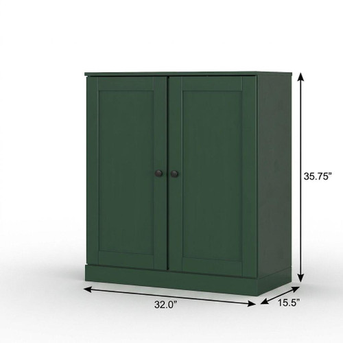 32" Green Solid Wood Shaker Style Double Door Linen Cabinet