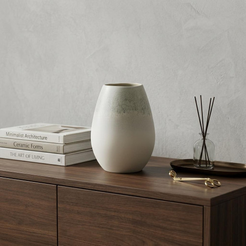 7" Light Gray Ceramic Oval Table Vase