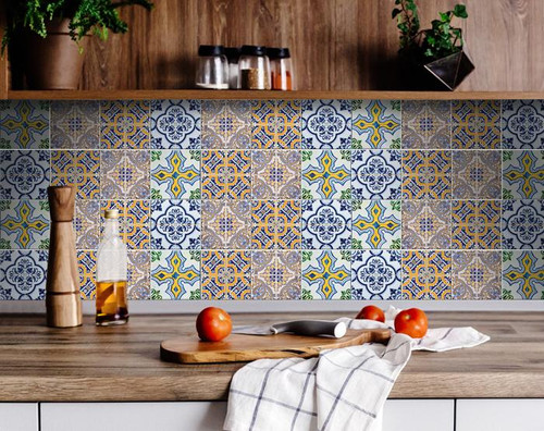 4" X 4" Vintage Multi Removable Peel And Stick Tiles
