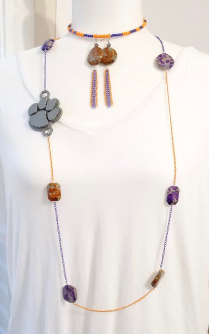 Collegiate-Clemson Artisanal Acrylic Chain Necklace