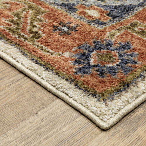 8' X 10' Rust And Blue Oriental Area Rug
