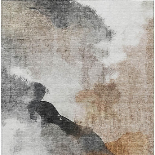 9' X 12' Rust And Charcoal Abstract Washable Indoor Outdoor Area Rug