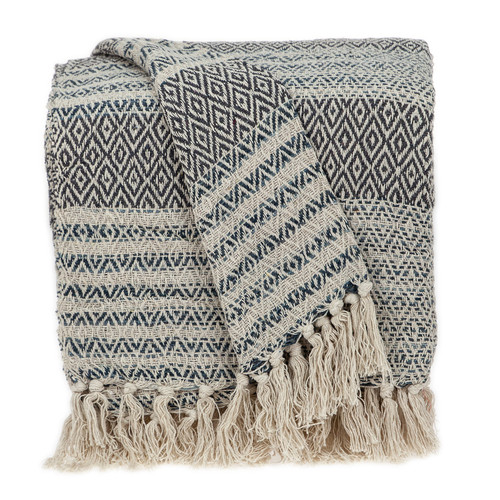 Homeroots Home Decor Beige and Taupe Diamond Weave Handloom Throw