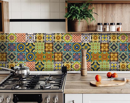 4" X 4" Euro Mosaic Peel and Stick Removable Tiles