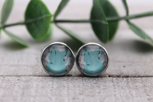 Floral Scrubs || Glass Stud Earrings || Hypoallergenic