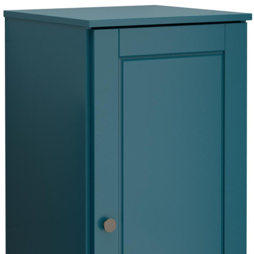17" Teal Blue Solid Wood Free Standing Single Door Linen Cabinet