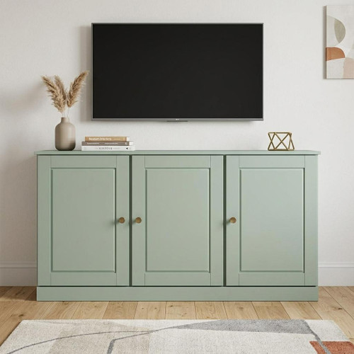 64" Sage Solid Wood Enclosed Storage TV Stand