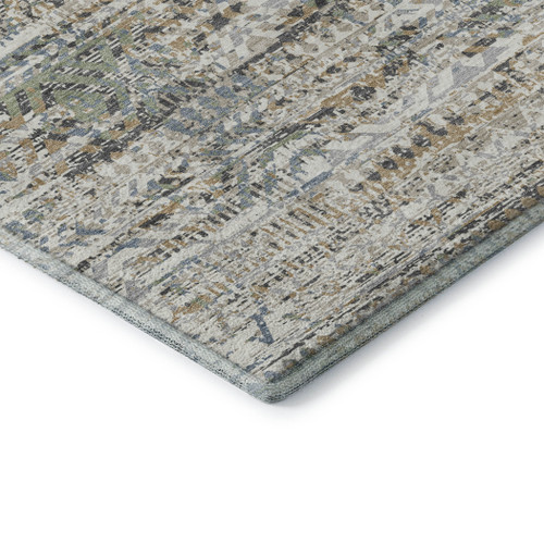 5' X 8' Ivory Beige And Charcoal Moroccan Washable Area Rug With UV Protection