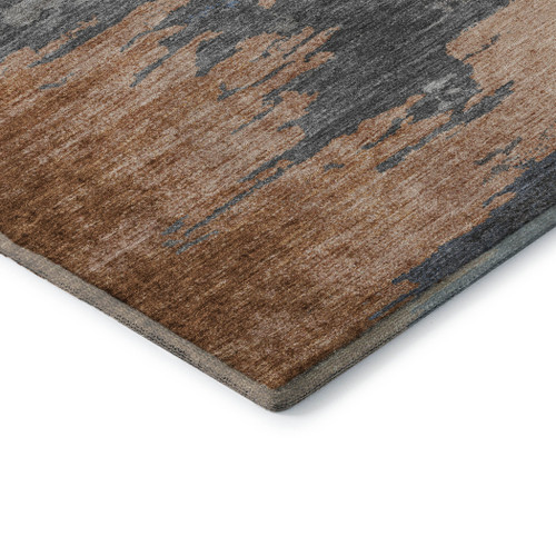10' X 14' Rust Charcoal And Gray Abstract Washable Area Rug With UV Protection
