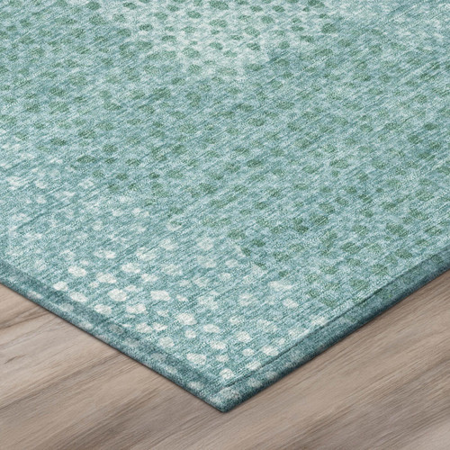 9' X 12' Turquoise And Teal Blue Abstract Washable Indoor Outdoor Area Rug