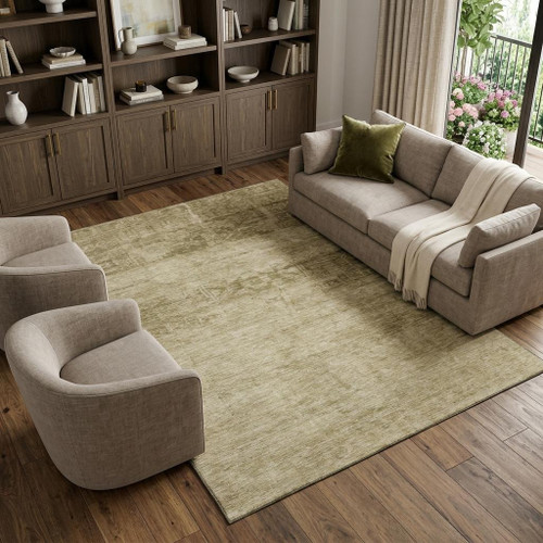9' X 12' Beige And Taupe Oriental Washable Area Rug With UV Protection