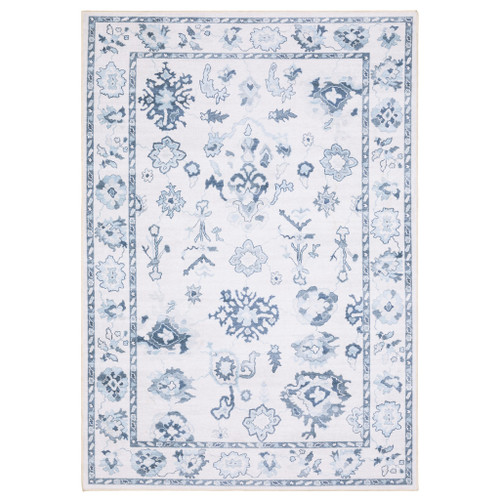 7' X 9' Ivory And Blue Oriental Washable Area Rug