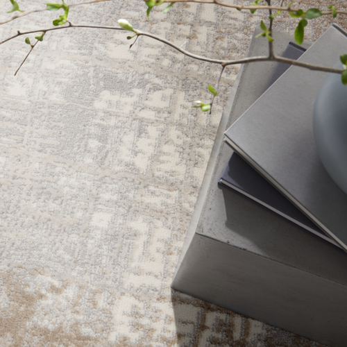 10' Ivory Abstract Power Loom Runner Rug