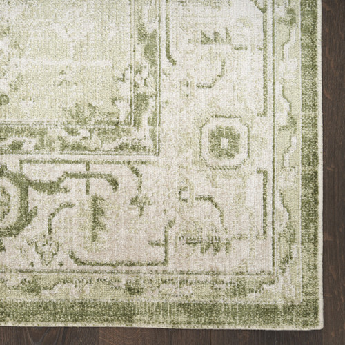 8' Cream Floral Distressed Runner Rug