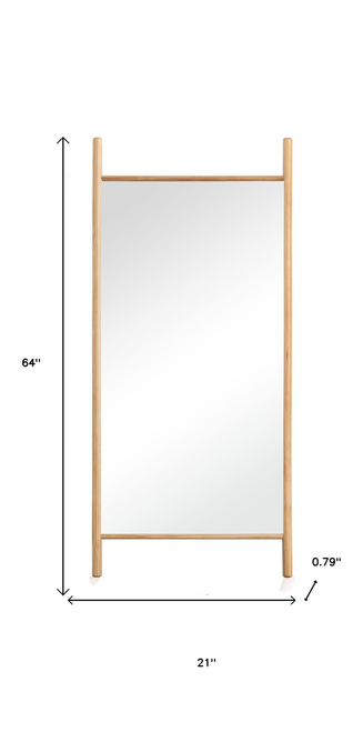 Solid Wood Ladder Leaning Framed Full Length Mirror