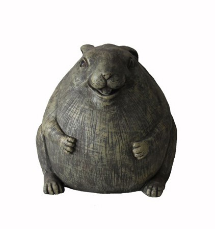 8" Antiqued Gray Chubby Rabbit Garden Statue resin