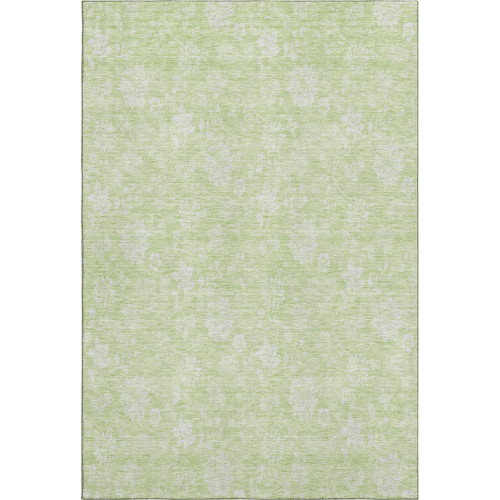 10' X 14' Artichoke Green And Ivory Floral Washable Area Rug With UV Protection
