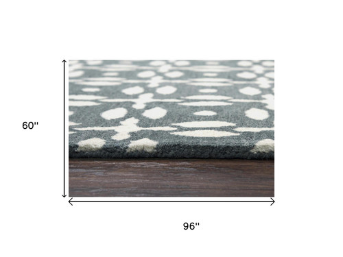 5' X 8' Gray And Beige Wool Geometric Hand Tufted Area Rug