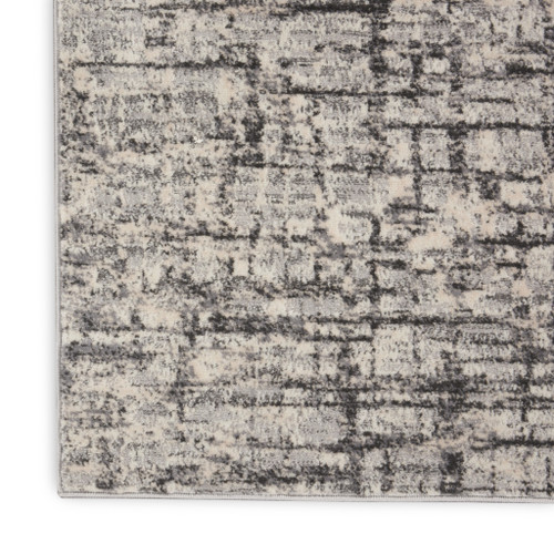 10' Gray Abstract Power Loom Runner Rug