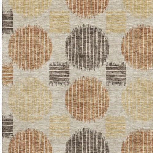 9' X 12' Tan Gold And Brown Geometric Washable Area Rug With UV Protection