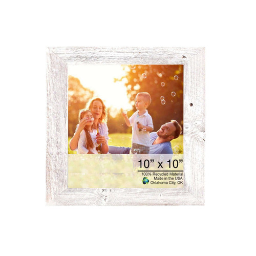 10" x 10" White Solid Wood Hanging Picture Frame