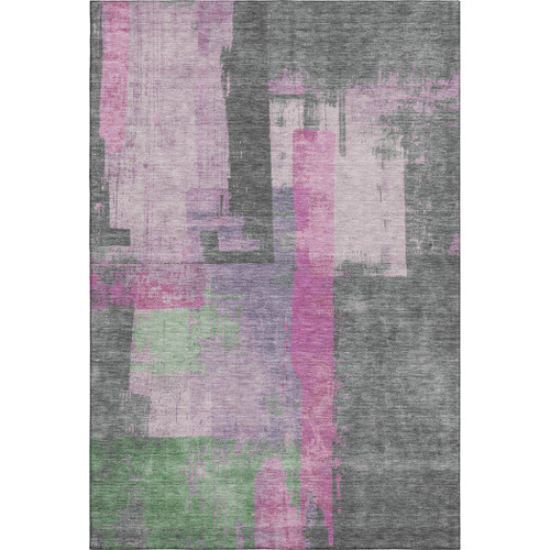 9' X 12' Blush And Gray Abstract Washable Area Rug With UV Protection