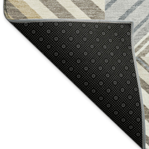 5' X 8' Ivory Gray And Brown Patchwork Washable Indoor Outdoor Area Rug