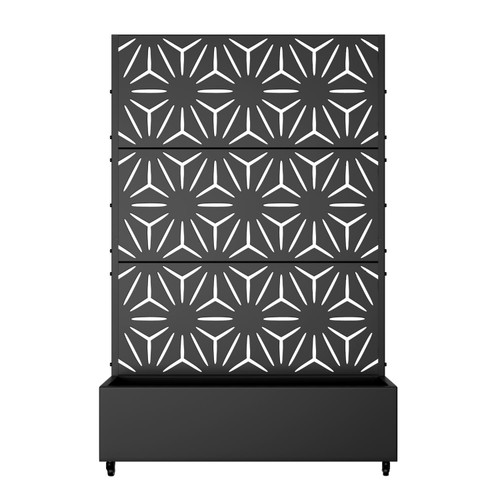 Set of Two Black Geometric Galvanized Metal Rectangular Planter Box