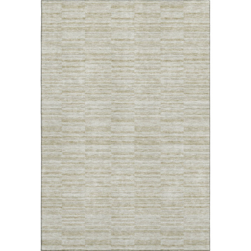 9' X 12' Taupe And Beige Striped Washable Area Rug With UV Protection