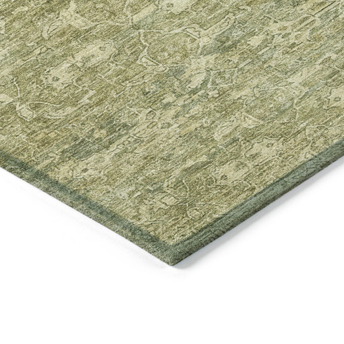 10' X 14' Sage And Ivory Ikat Washable Indoor Outdoor Area Rug