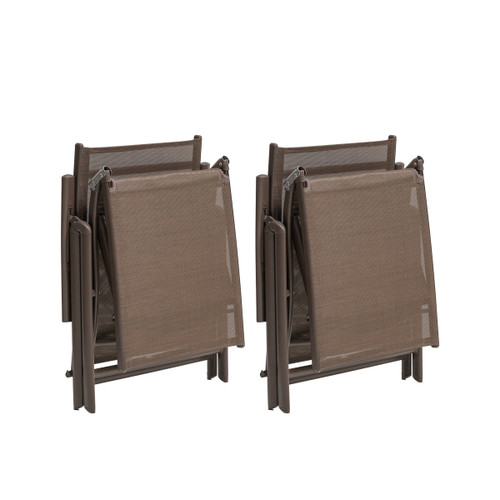 Set of Two Brown Aluminum Six Position Adjustable Outdoor Chaise Lounges