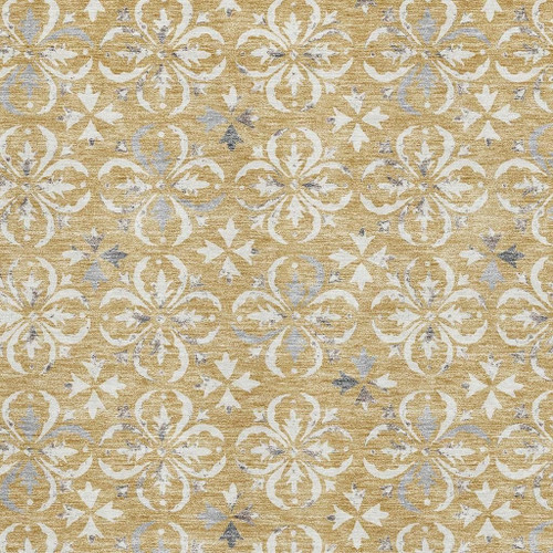 8' X 10' Gold And Gray Floral Washable Area Rug With UV Protection
